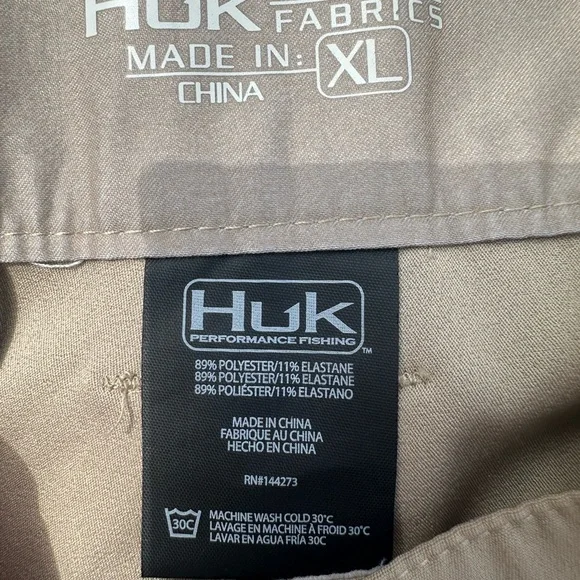 Huk Men's Khaki Flat Front Shorts - Picture 4 of 6